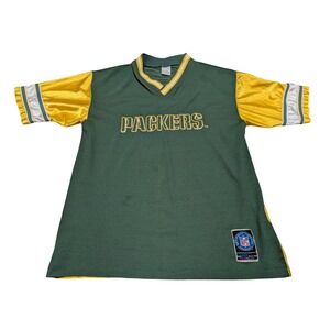 Pro Tuff Jersey Boys XL Green Packers NFL V-Neck Colorblock Short‎ Sleeve Sport